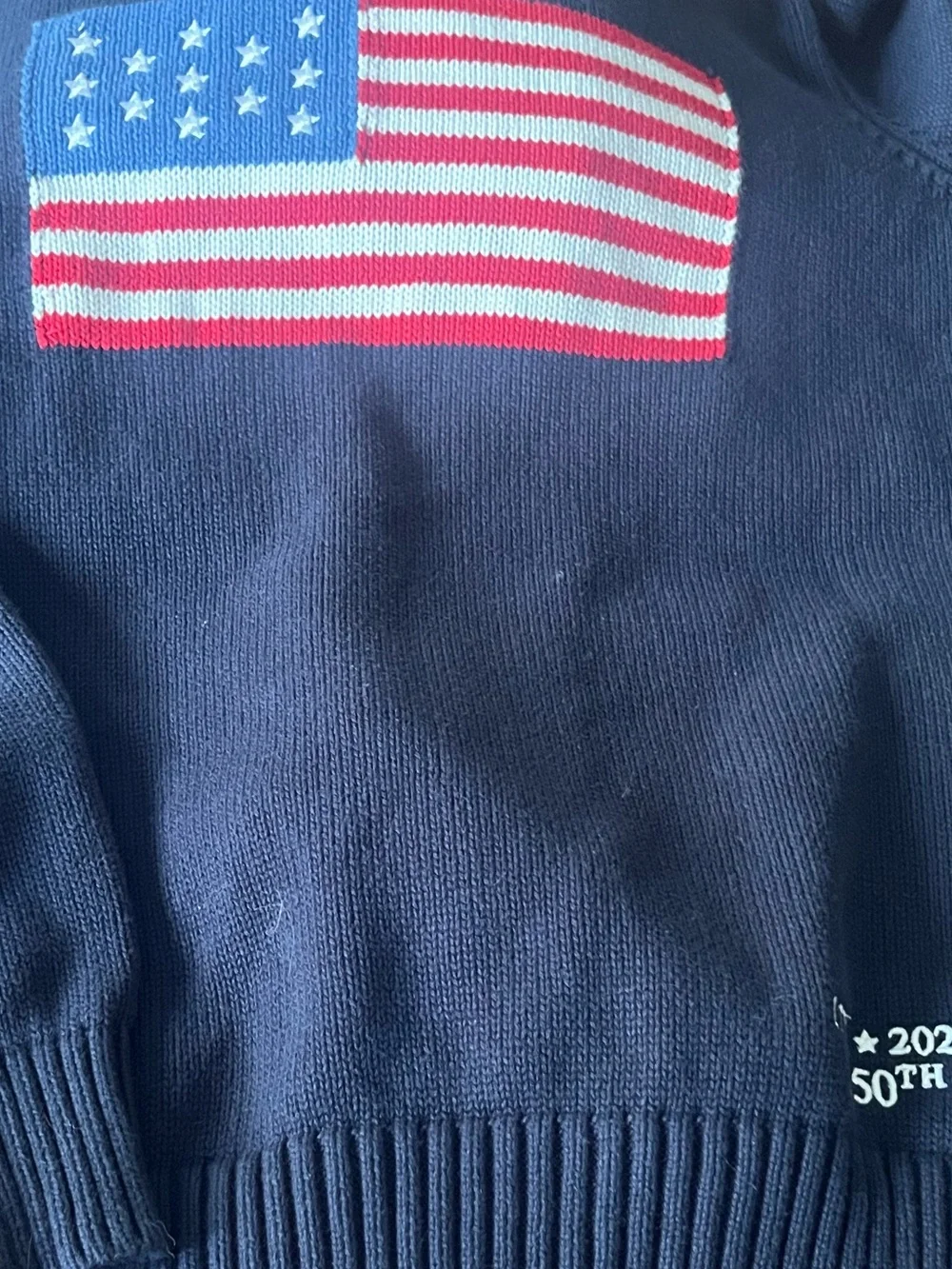 American Flag Knit 250 Years Crewneck Sweater Adult Small